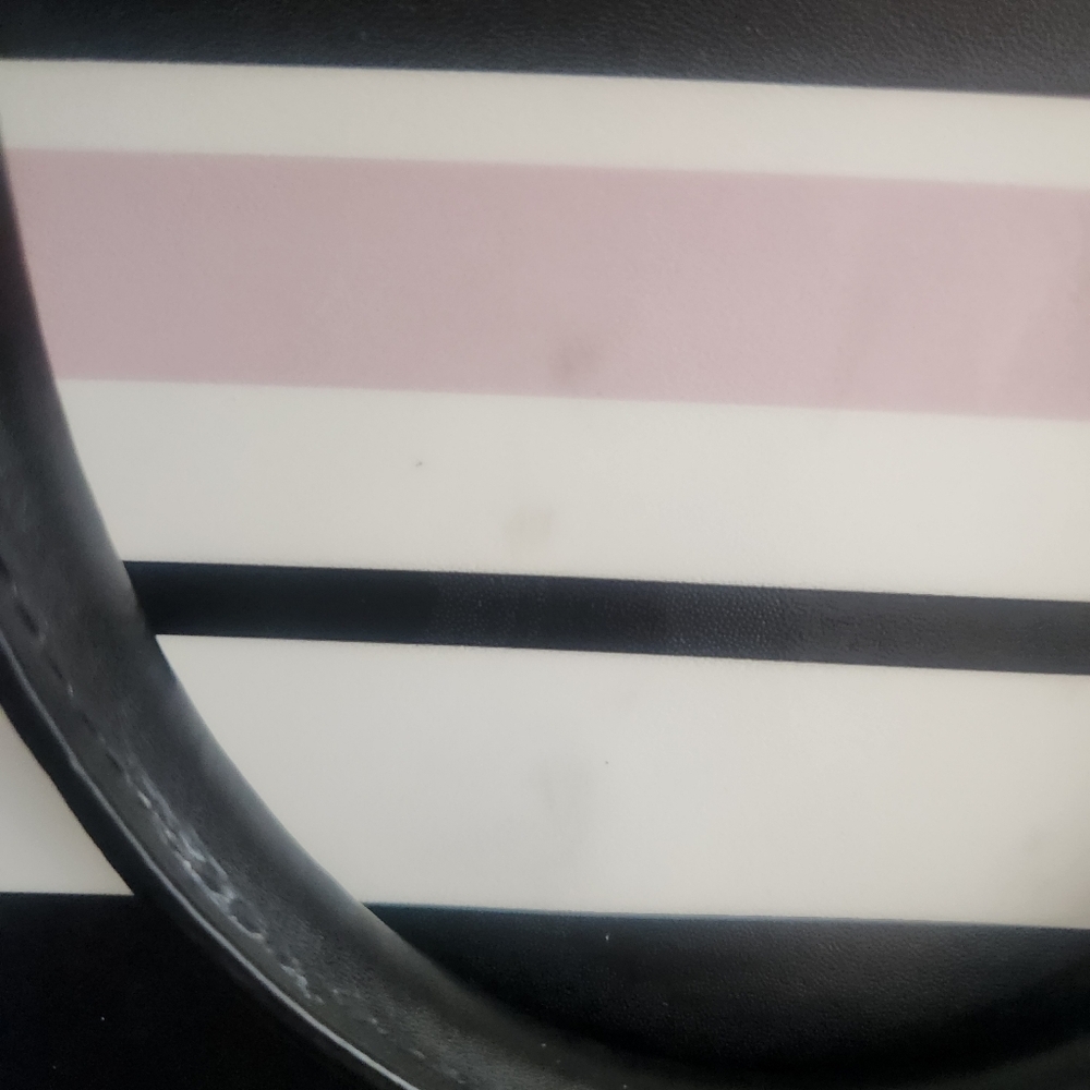Kate Spade Crossbody Domed Purse Black And Pink Striped Saffiano Leather Wrislet - Picture 3 of 16
